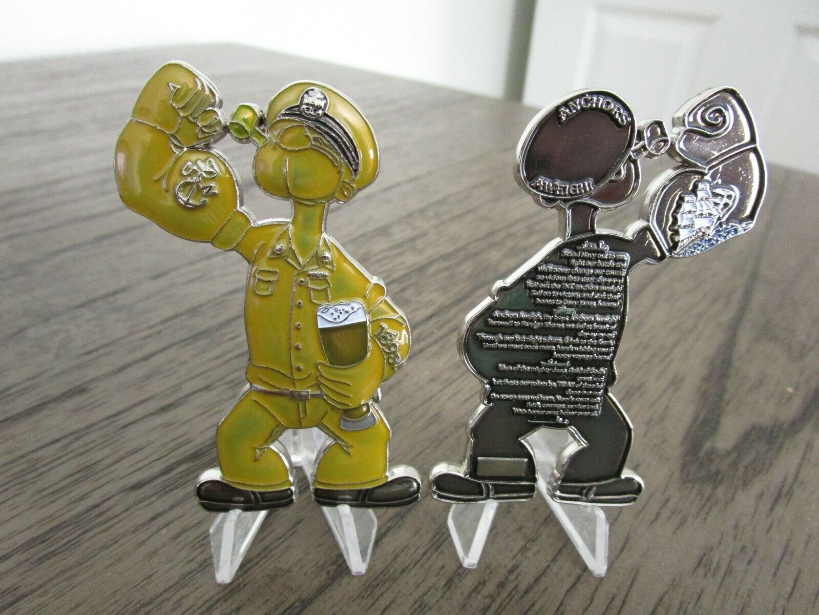 Popeye The Sailor Anchors Aweigh Navy Chief USN CPO Challenge Coin