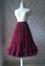 Burgundy Ballerina Tulle Skirt A-Line Layered Puffy Ballet Tulle Tutu Skirt image 4