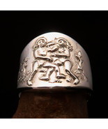 Ancient Star Sign Gemini Men's Zodiac Pinky Ring - shiny Sterling Silver 925 - $66.00