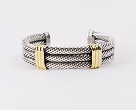 David Yurman 14K Gold Sterling Silver Triple Cable Cuff Bracelet - $595.00
