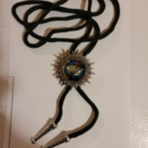 Knights Templar Bolo Necklace Tie - Crown & Cross Blue Background image 2
