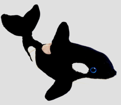Fiesta Orca Killer Whale 12&quot; Stuffed Plush Toy Black &amp; White Blue Eyes 3... - $12.30