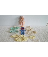 Vintage Hard Plastic Sleep Eye Long Blonde Curly Hair Doll w Cloth 1940s... - $19.99