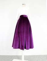 Women Winter Velvet Midi Pleated Skirt Brown Holiday Midi Pleated Skirt Plus image 6
