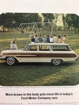 Ford Country Squire Station Wagon Vtg 1964 Print Ad Kids Sitting On Roof - $9.89