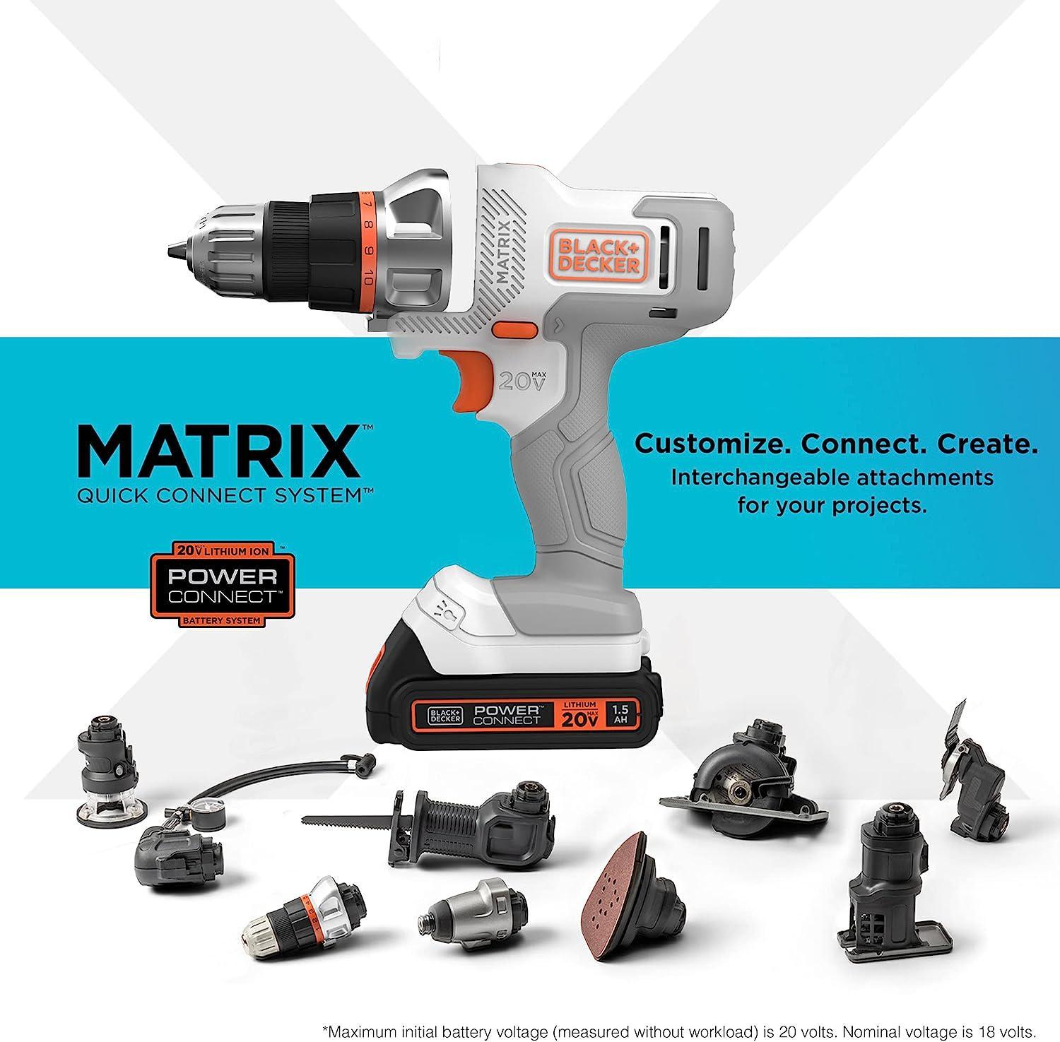 BLACK+DECKER 20V MAX Matrix Cordless Drill/Driver & Matrix Attachment, Trim  Saw