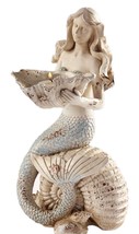 Mermaid Tealight Candle Holder 11.5" High Resin Nautical Weathered Look Seaside image 1