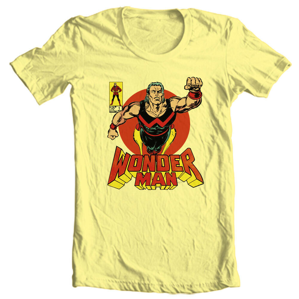 Wonder Man Tshirt retro Marvel Comics design adult fit yellow graphic