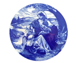 Bless the Little Children Avon Collectors Plate Cobalt Blue Christmas 19... - $4.89