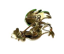 Vintage Goldtone Signed Gerry's Green Red Enamel ROOSTER Chicken Pin Brooch image 3