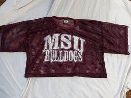 Vintage Red Oak MSU Bullldogs Maroon Mesh Football Crop Top Jersey XL Adult - $44.95