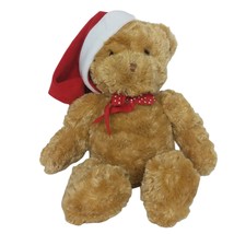 Hallmark Christmas Teddy Bear Bow Santa Hat Plush Stuffed Animal 15.5&quot; - $25.74