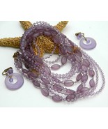 Vintage Bead Necklace Multi Strand Long Lavender Purple Lilac Flapper - $24.95