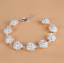 wholesale hot Silver color flower chain for women Men lady cute noble nice brace - $10.08