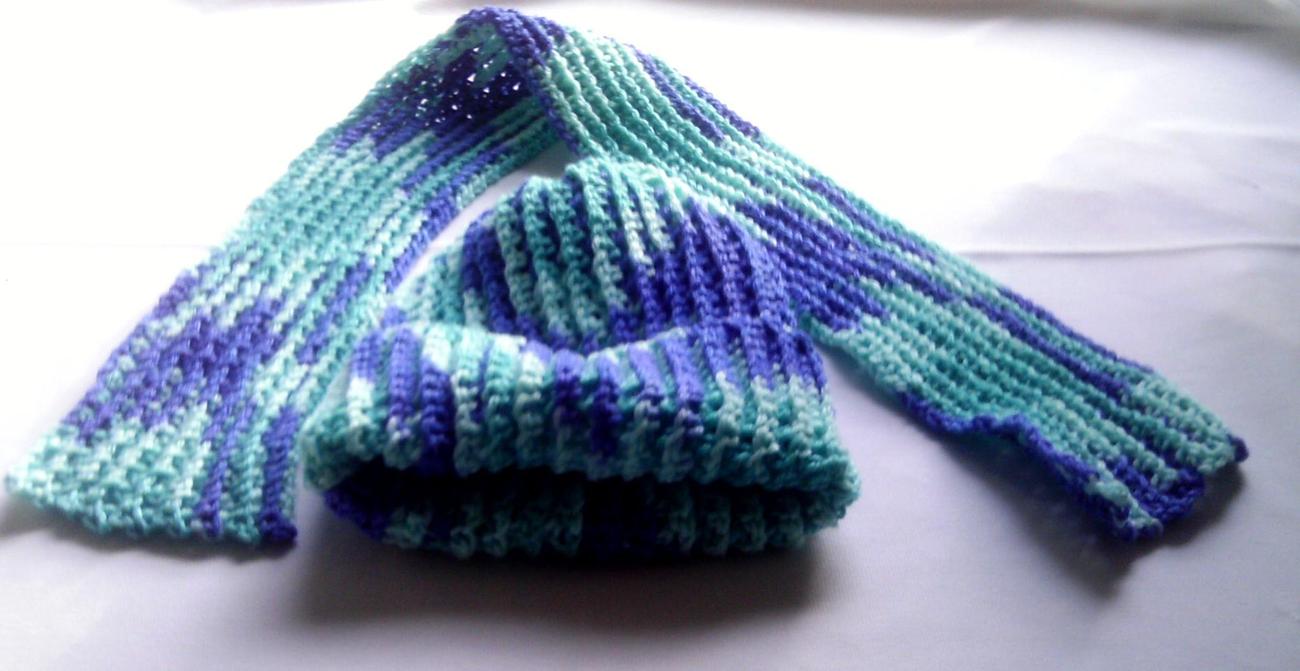 Primary image for Children's Crocheted Hat and Scarf Set - Blue/Green 