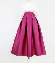Women Black Pleated Midi Skirt Outfit Black Puffy Pleated Midi Party Skirt Aline image 7