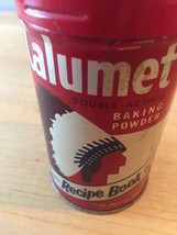 Vintage 70s Calumet Baking Powder tin packaging with recipe book offer  image 5