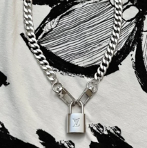 New Louis Vuitton Silver-Toned Lock with 18&quot; Curb Chain Necklace - $89.00