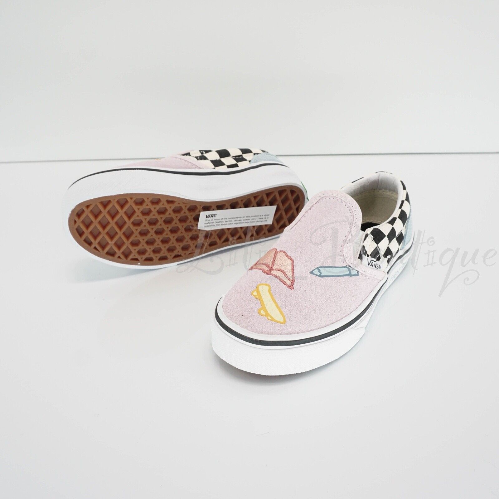 Primary image for No Box Vans Kids Classic Slip-On Shoes Skateistan Suede Checkerboard Pink 10.5K