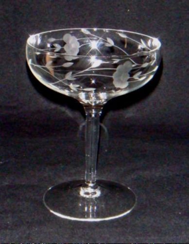 4 Princess House Crystal Heritage Etch 6 Oz Tulip Champagne Flutes Glasses  #432