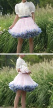 Women Above Knee Ruffle Layered Tulle Skirt Princess Plus Size Tiered Tutu Skirt image 9