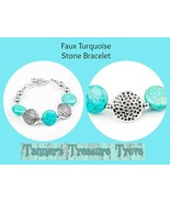 Brand New &quot;Faux&quot; Turquoise Color Chain Bracelet - $6.16