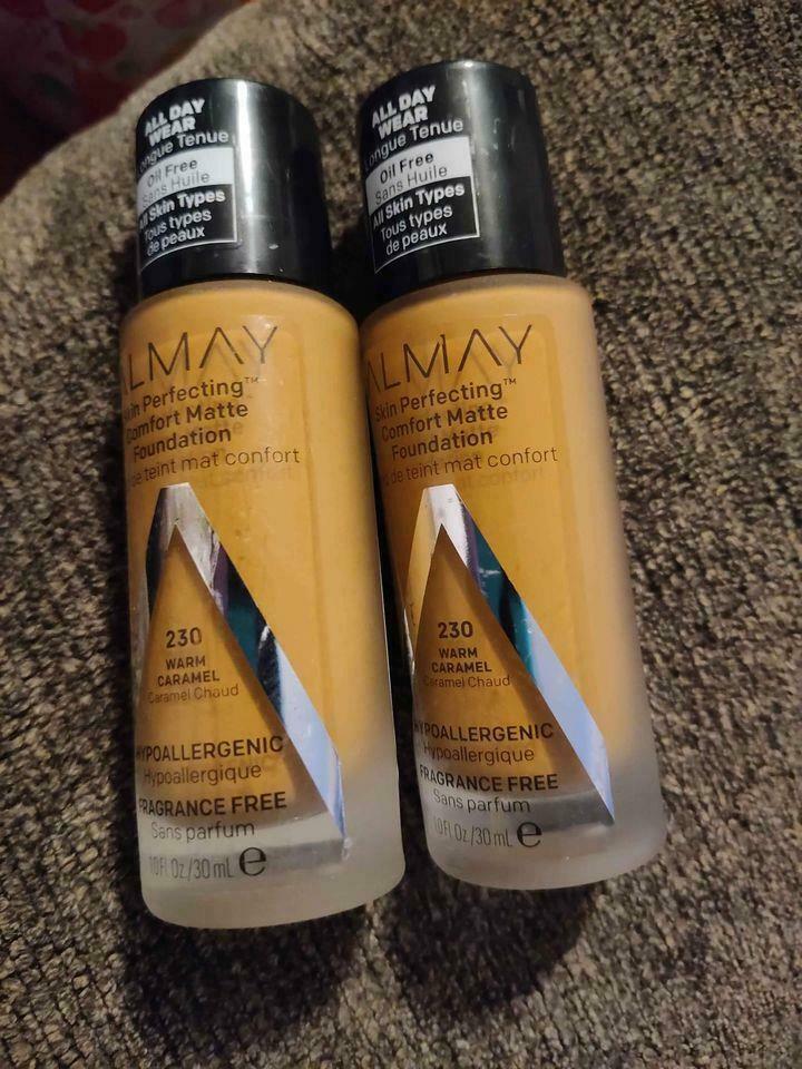 Primary image for 2 New Almay All Day Wear Skin Perfecting Matte Foundation 230 Warm Caramel