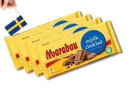 4 Bars of Marabou Milk Chocolate 200g (7.05 Oz), Swedish mjölk choklad, swedish  - $20.25