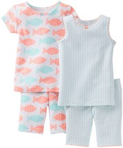 Carter's Baby Girls' 4 Piece Printed Cotton Set (Baby) Fish 6 Months - $16.93
