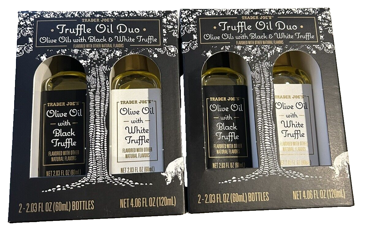 2x Trader Joe's Truffle Oil Duo Olive Oil Black White Truffle Set 4