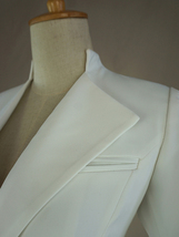 Women's White Suit Jacket White Asymmetrical Collar Boho Wedding Plus Size image 7