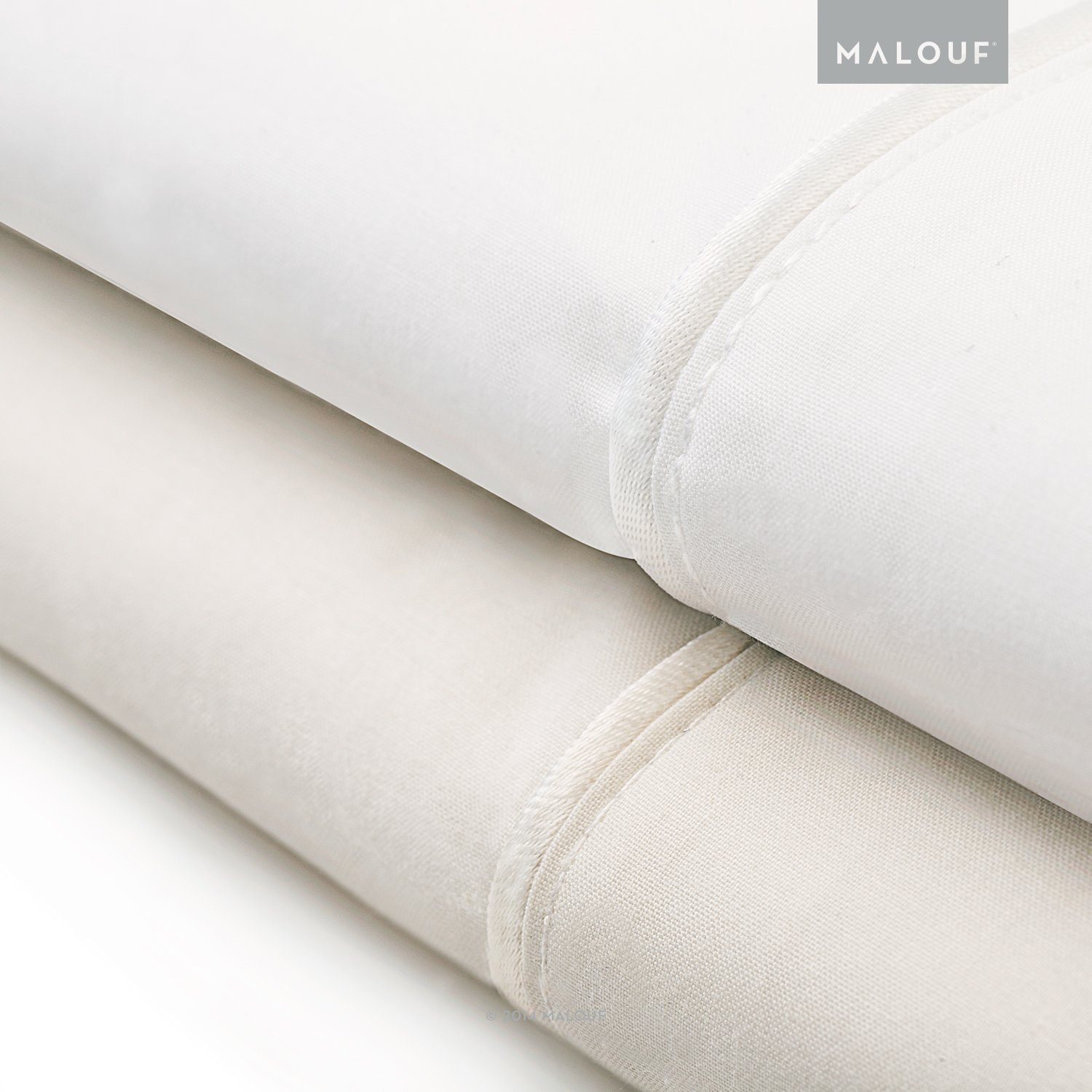 Malouf Italian Classic Egyptian Cotton Percale King Sheet Set, Ivory