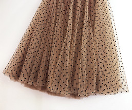 Women Caramel Polka Dot Tulle Skirt Holiday Two Layered Dotted Tulle Midi Skirt image 7