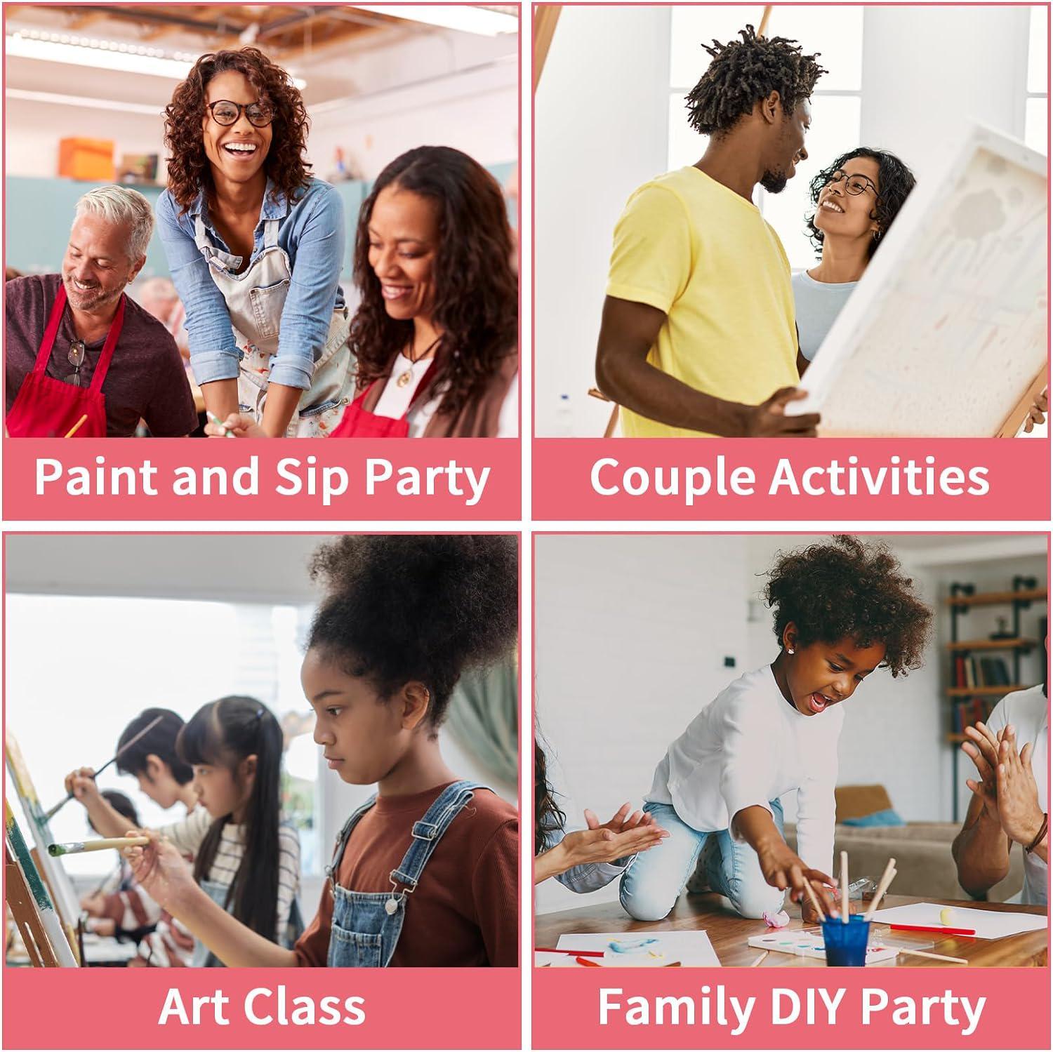  VOCHIC Couples Paint Party Kits Pre Drawn Canvas for