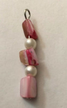 Vintage Necklace Pendant Pink And White Beads 1 1/2” H 1/4” W - $2.85