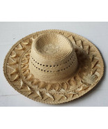 women Natural straw hat size 6 3/4 (54cm) Handmade in Guatemala 4&quot; wide ... - $11.59