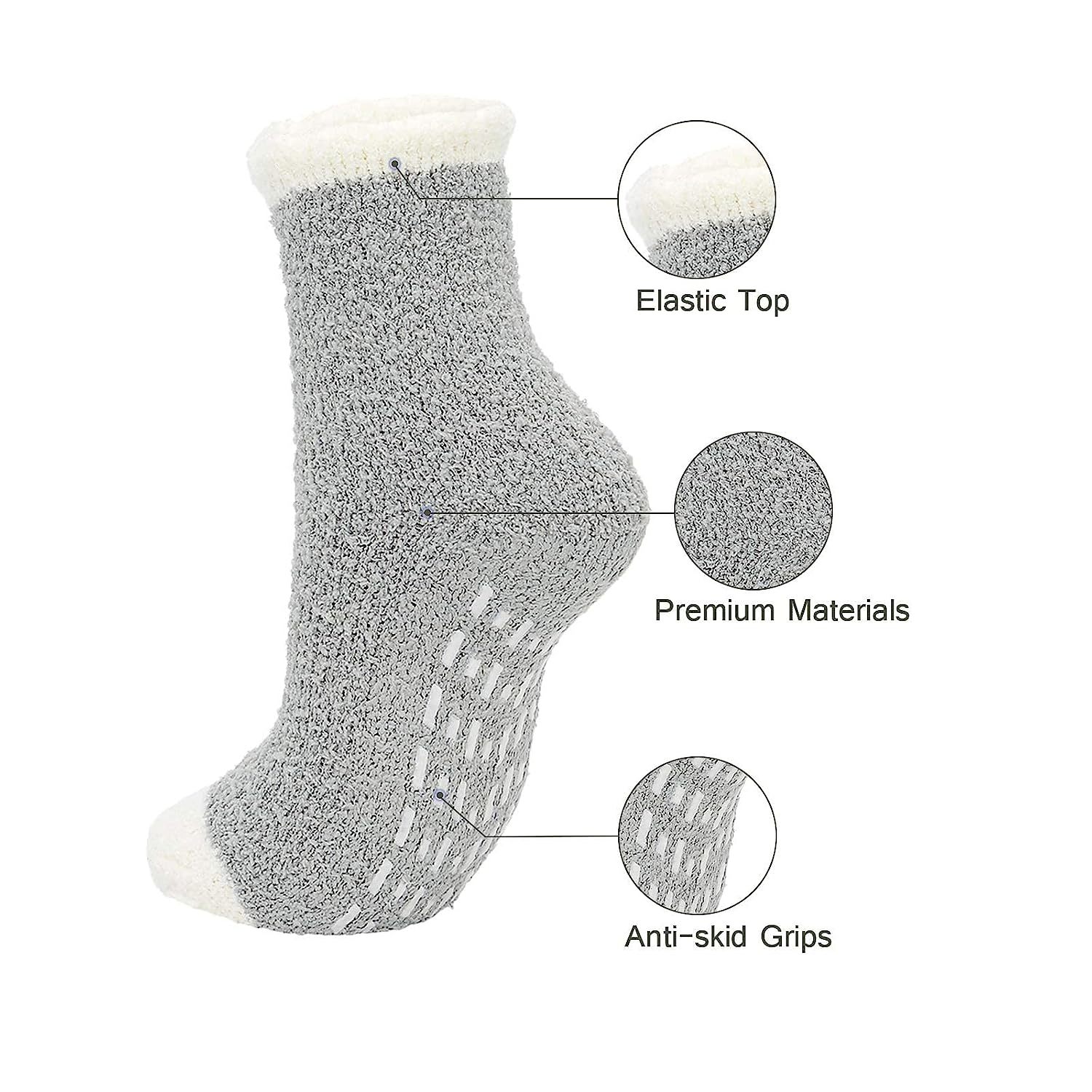  Anti Slip Athletic Plush Slipper Grip Socks Women