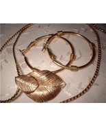 Vintage Jewelry Amway Pin Pendant Necklace Hoop Earrings Lot - $18.00