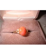 Ladies Genuine Pink Coral CZ Accents Ring NIB - $35.00
