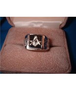 Freemason Symbol Black on Rhodium Ring NIB - $40.00