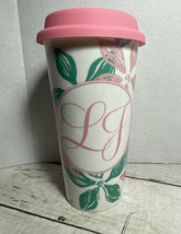 Lauren James Ceramic Tumbler Travel Mug Floral Design - $19.79