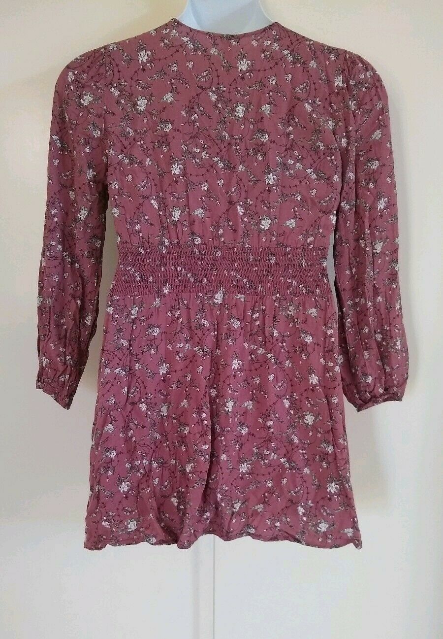 American Rag Cie Women's Fit & Flare Smocked Floral Wild Ginger Mauve Dress  XL