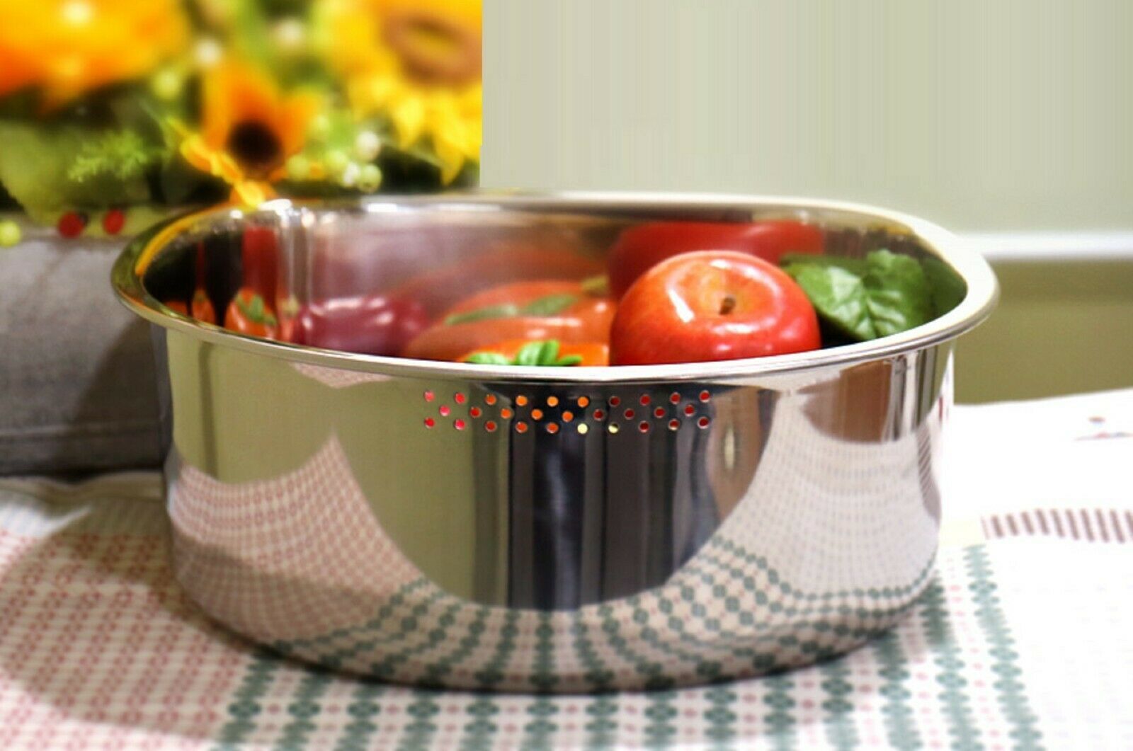 Kitchen Flower Stainless Steel Basin Dishpan Dish Washing Bowl Sink