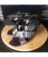 Donald J Pliner Nossi expresso faux alligator print slides heels sandals... - $71.53