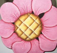 Pink flower | cookie jar lid | Gallon or half gallon size lid | Tole painted - $41.99