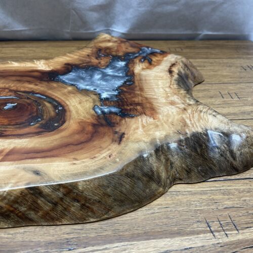 Walnut Live Edge Slab Dining Tabletop - Gray River Epoxy - 80 x 40 x 2