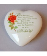 Heart Trinket Jewelry Treasure Box Poem Rose Keepsake Collection White Porcelain - $24.00