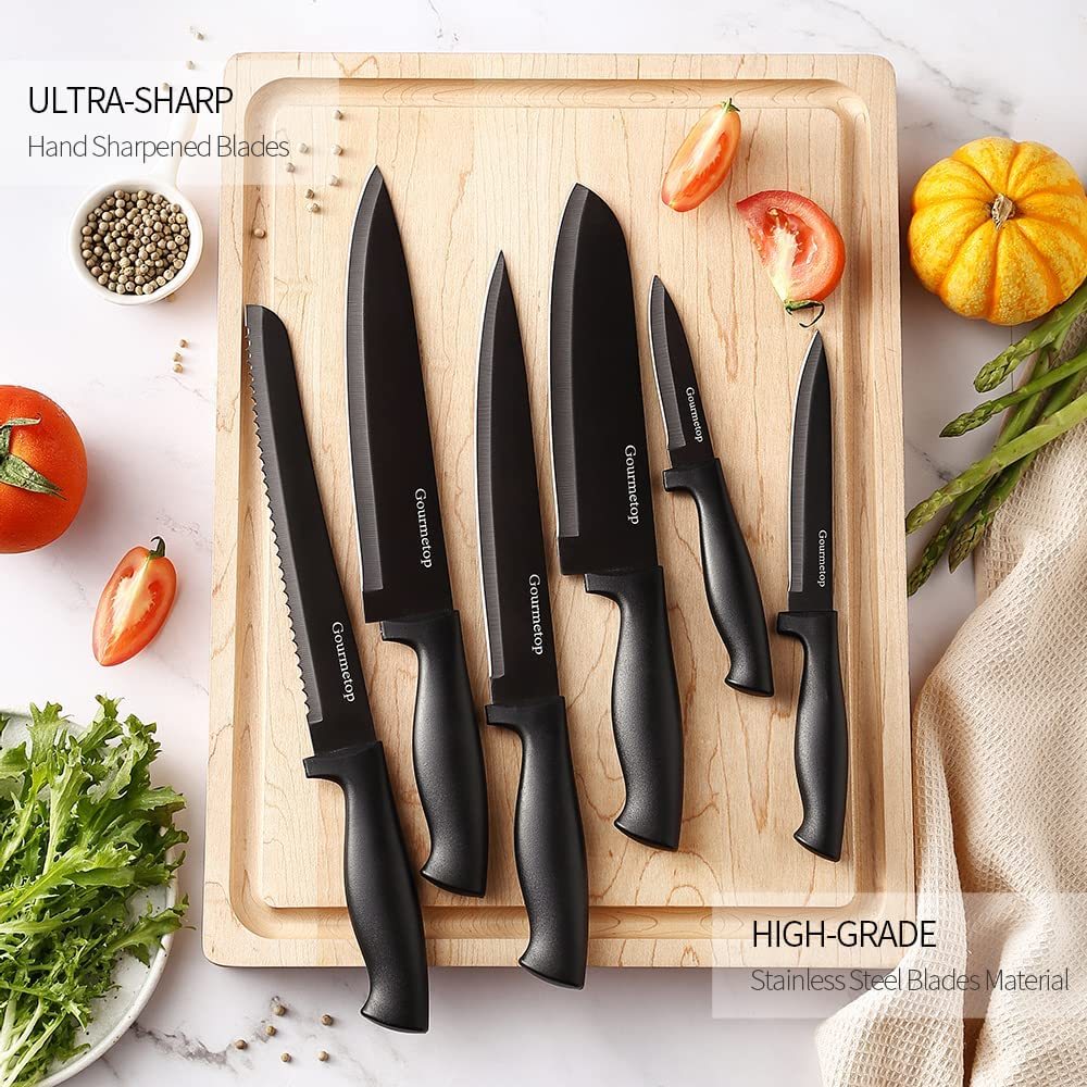 Wanbasion + 7 Piece Black Sharp Knife Set with Magnetic Strip
