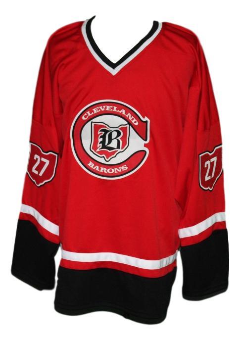 Meloche  27 custom cleveland barons retro hockey jersey red   1