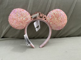Disney Parks Authentic Princess Crown Pink Sequin Minnie Mouse Ears Headband image 2